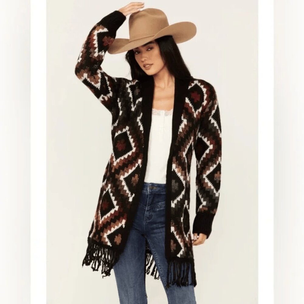 Idyllwind Black and Brown Patterned Cardigan